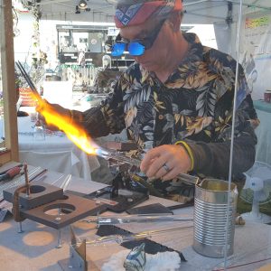 Bill blowing glass at the Ravalli County Fair